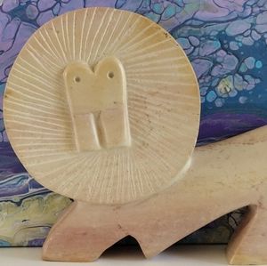 MCM Hand Carved Soapstone Lion Sculpture